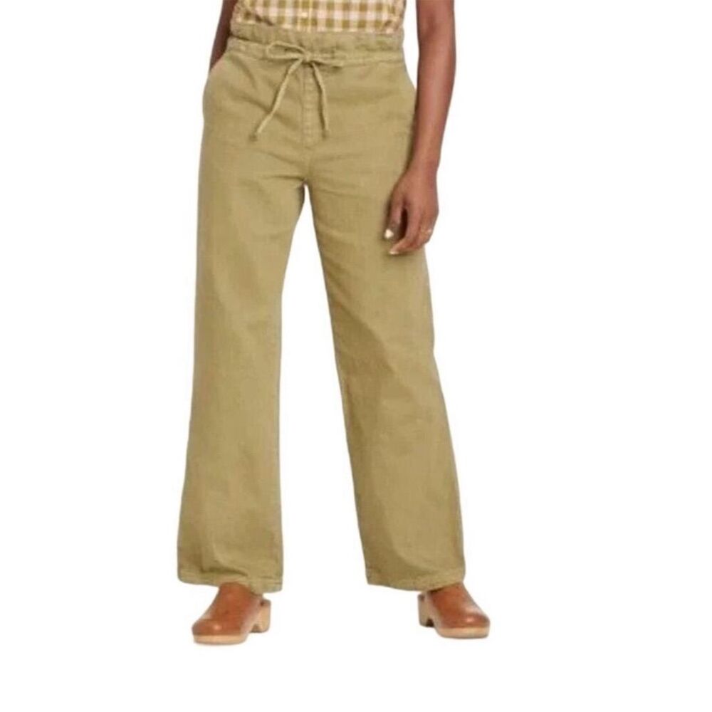 Universal Thread Women's Wide-Leg Drawstring Pants Green Size 8 High-Rise Casual